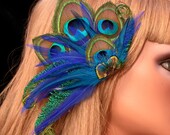 Something Blue Peacock Feather Hair Piece- Ready to Ship