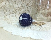 Pincushion Ring Recycled Bottle Cap Pin Sharpening Navy White Dots