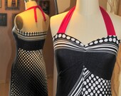 navy polka dot  Halter summer dress inspired by the 50s