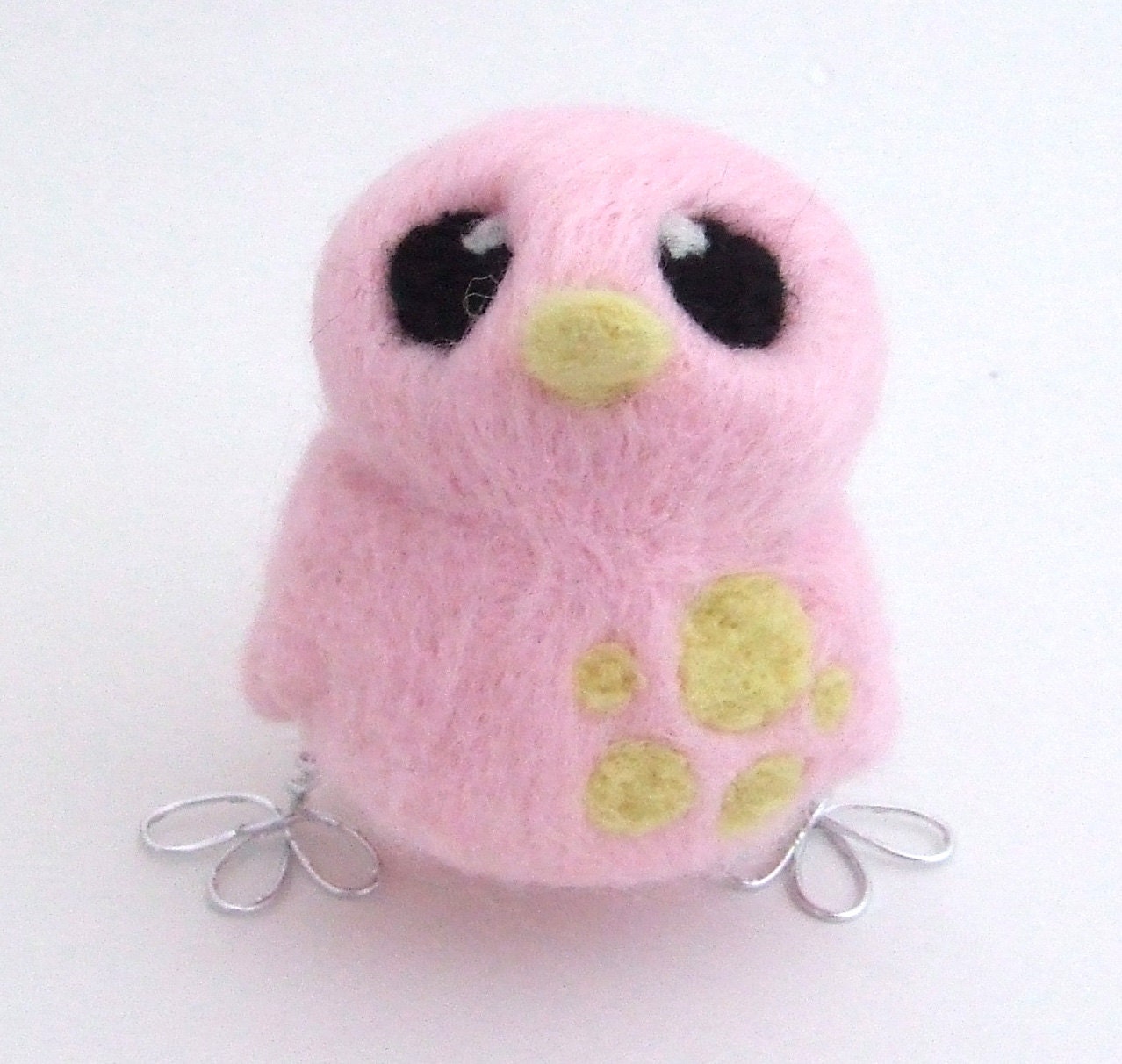 Easter Chick Needlefelted Bird in Pale Pink and Pale Yellow