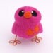 Needlefelted Bird Pink and Bright Orange Love Bird Tweet