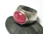 Silver Rhodocrosite Ring  - Gemstone Sterling Ring - Sterling Silver Stone Ring - Rose Pink Stone ring'