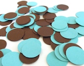 Aqua and Brown Baby Shower Confetti - Pack of 100 Circle Confetti