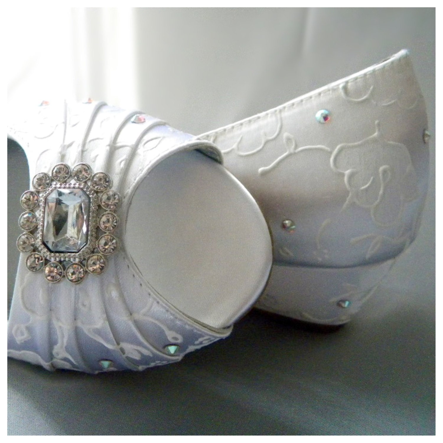 Wedding Shoes White on White lace swarovski wedge fashion accessories luxury crystals shoes