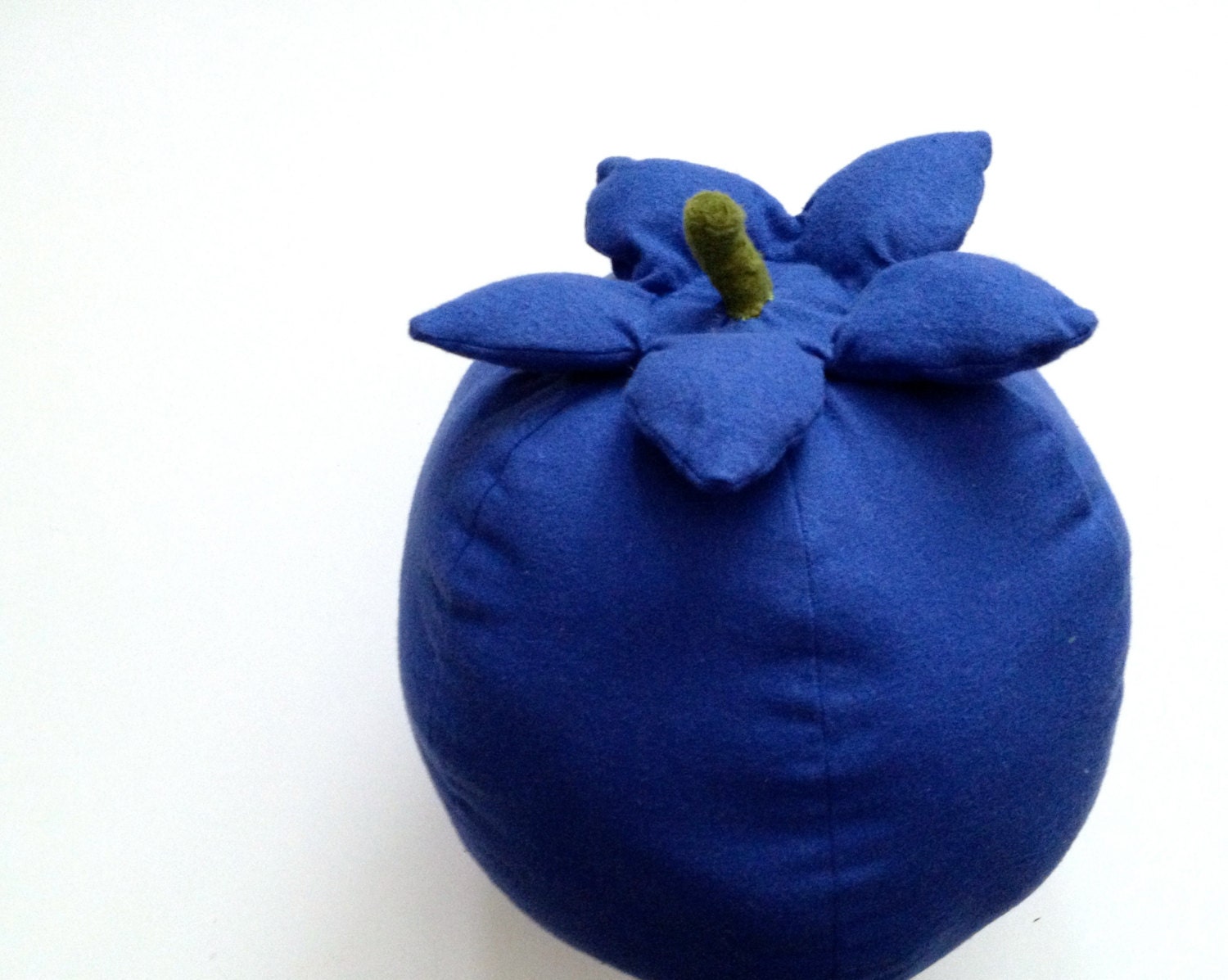 Blueberry Flannel Pillow - Soft Fruit Accent - Giant Berry Couch Poof