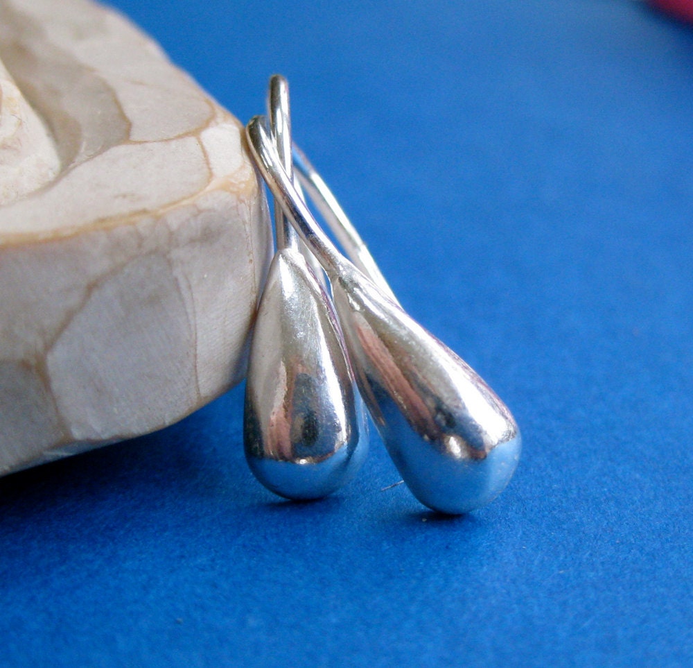 Silver Teardrop Earrings, Fine Silver Jewelry, Tear Drop Dangle Earrings