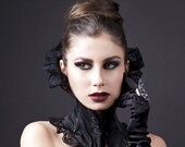 High Neck Corset in Black Taffeta