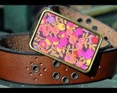 The Georgina Belt - Bold Purple and Pink Buckle with Brown Leather Belt