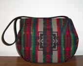 Big Wool Hobo Purse Shoulder Bag Diaper Bag Black Leather