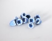 Blue Tulip Beads, Polymer Clay Flowers, Spring Flower Beads 809