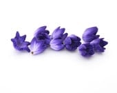 Purple Crocus Beads, Polymer Clay Spring Flowers, Lavender Purple Beads 811
