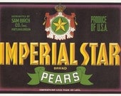 5 Old Vintage PEARS CRATE LABELS