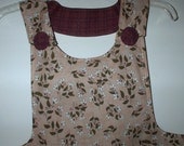 CHURCH LADIES APRON Lady Full Length Reversible Tan Brown Retro