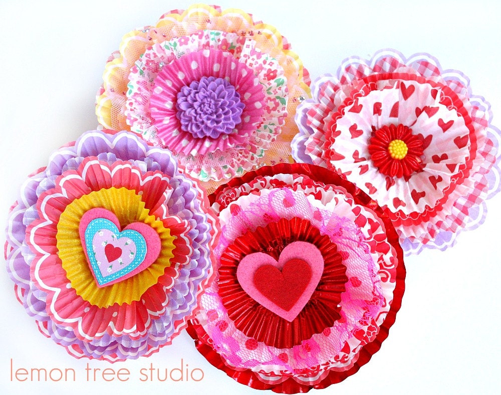 LOVE Themed Paper Blooms  -- Fanciful Adornments