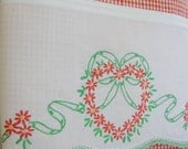 Vintage Recycled to Upcycled Tea Towel Spring Heart - Homespun Home Decor
