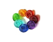 7 Vintage glass buttons flower shape hand painted shank buttons 7 colors 13mm, Czech