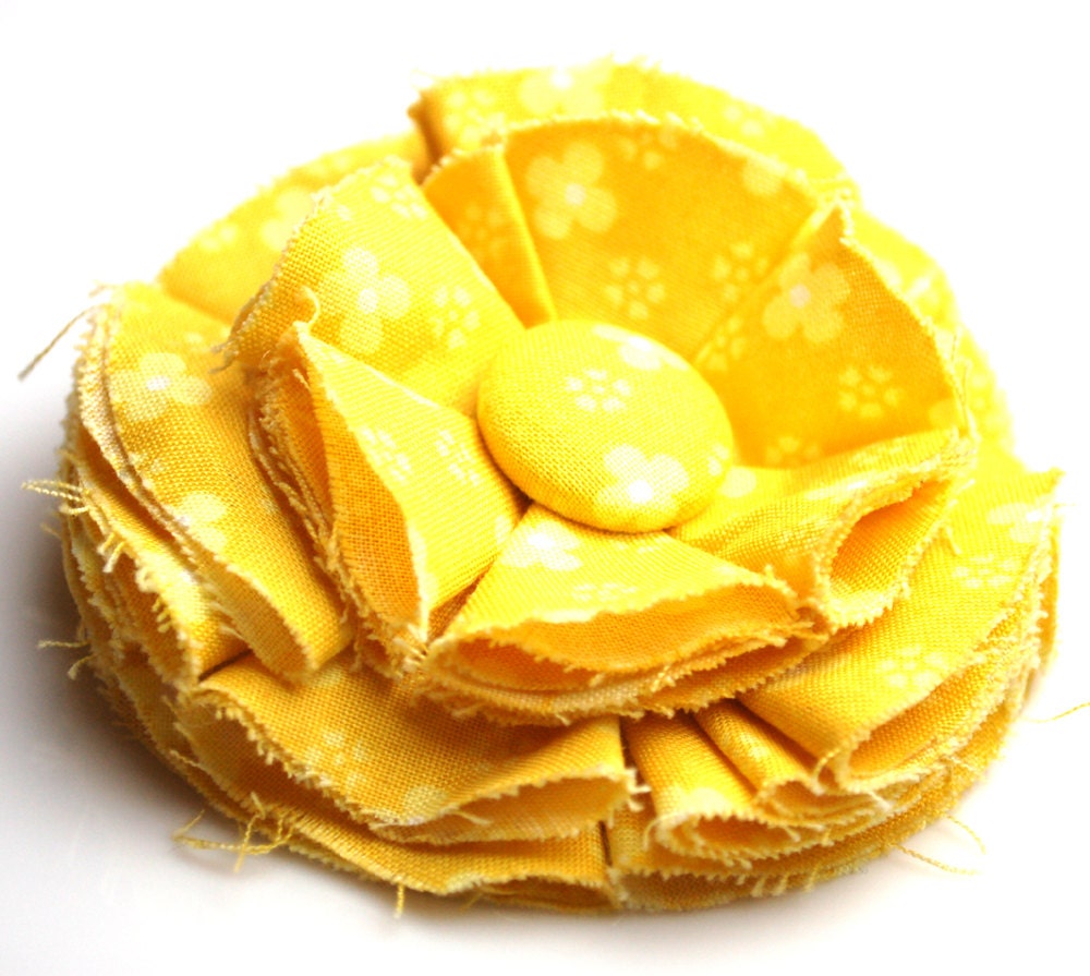 Large Yellow Floral Fabric Flower Hair Clip Buy 3 Get 1 Free