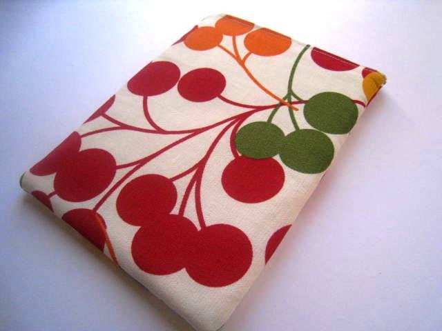 iPad Mini Case, Cover, Bag  - Red Cherries   - Padded and Zipper Closure