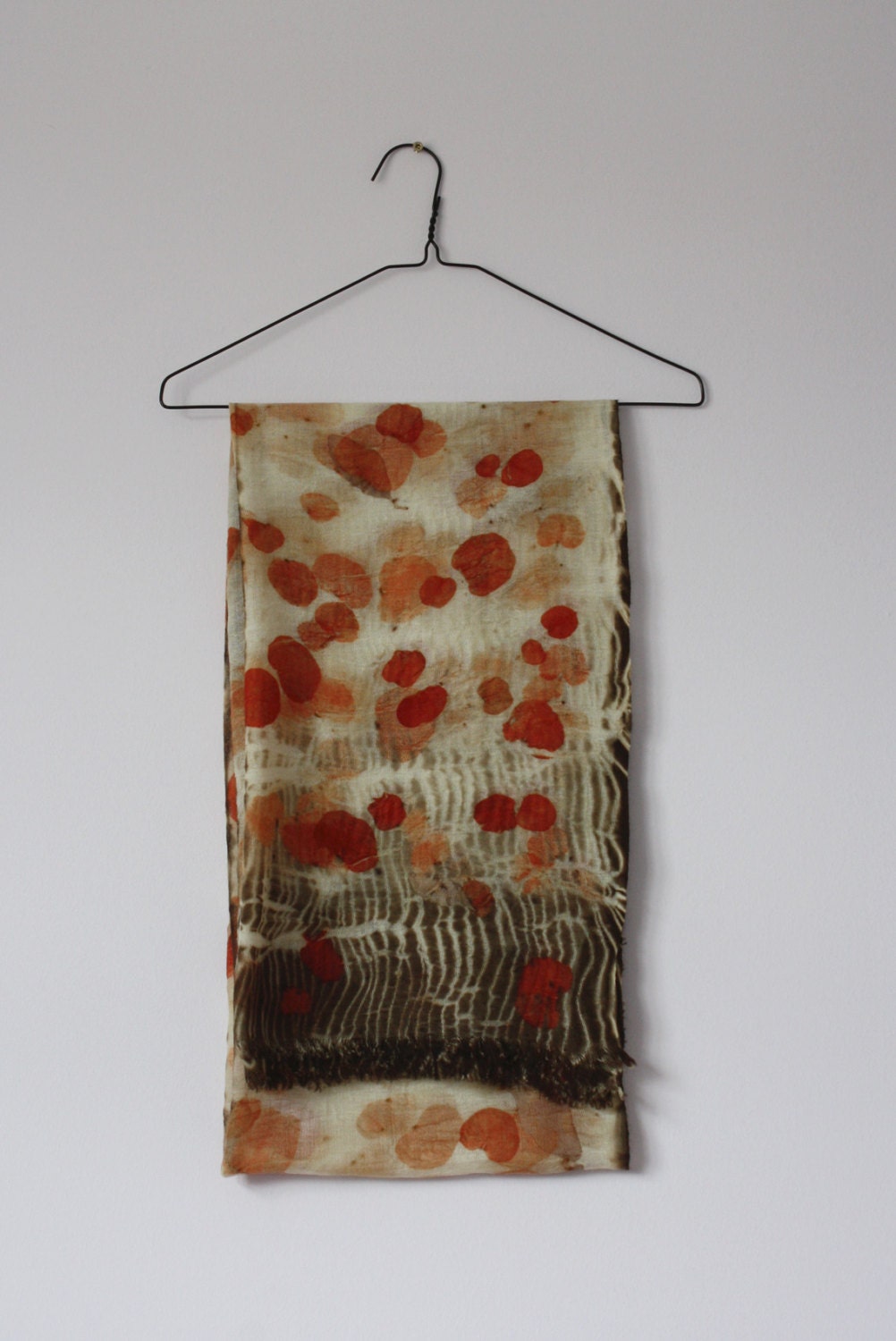 Reserved. NEW  Pure Merino Wool Scarf Naturally Printed with Plants Women Luxury Laid back
