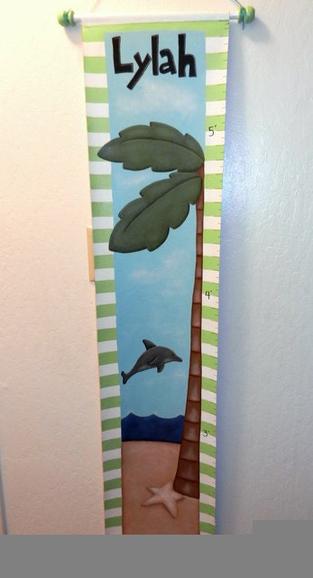 Custom Boy Girl Beach Theme Canvas Growth Chart