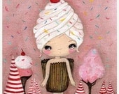 Cupcake Print Candy Ice Cream Pink Cake Girl  Wall Art 6 x 8---One Sweet Day