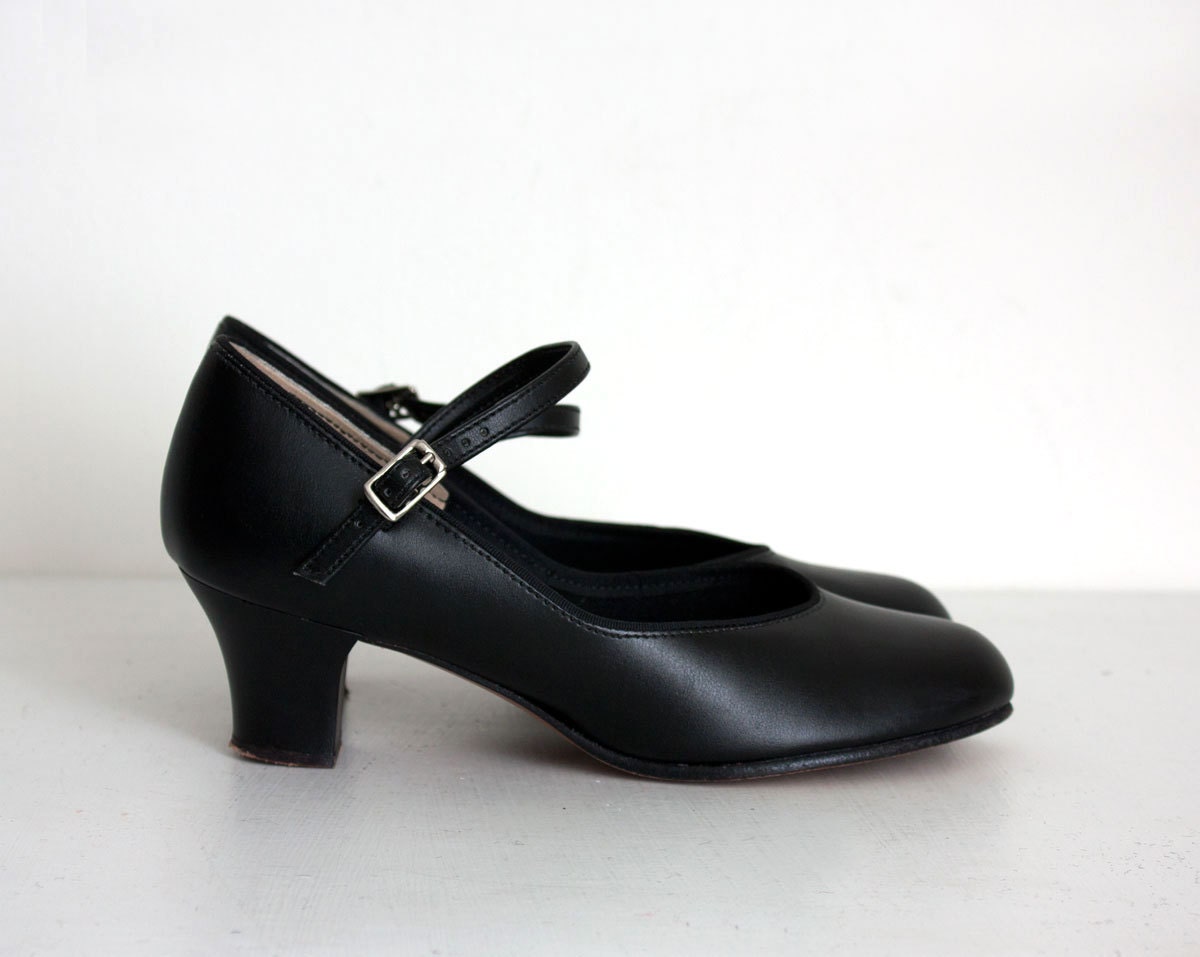 Black Maryjane Pumps 1980s Vintage Black Mary Jane Round Toe Pumps Sz 7