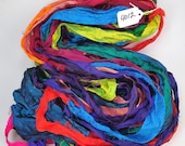 Recycled Silk Sari Ribbon Soft Soak in multi color smooth and wide HUGE skein
