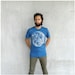 SALE - Organic cotton mens tshirt - size Small - full moon screenprint on American Apparel teal blue t shirt - gift for him