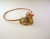 Copper and Wool Cuff Bracelet, Cosmic Poppy Claspable Cuff Bracelet