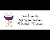 30 Return Address Labels - Wine and Rings -  Purples