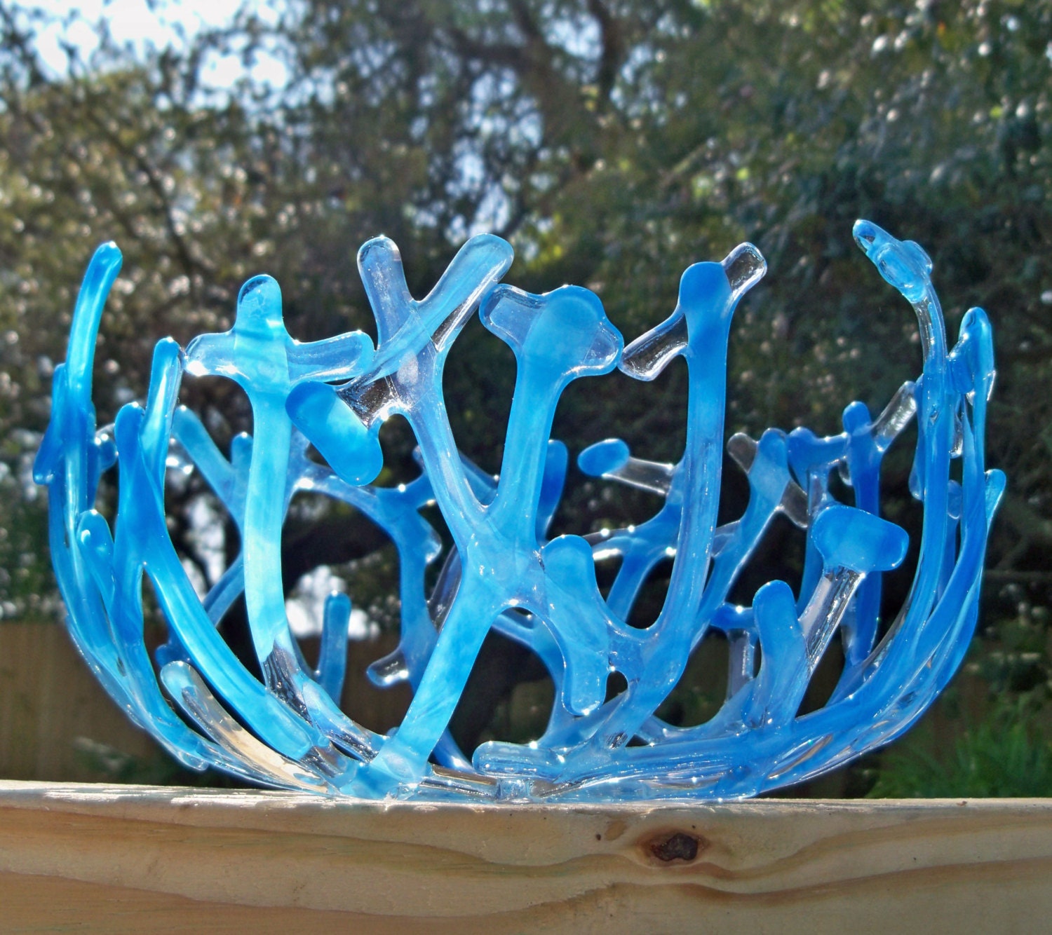 Fused Glass Coral or Nest Bowl in Egyptian Blue