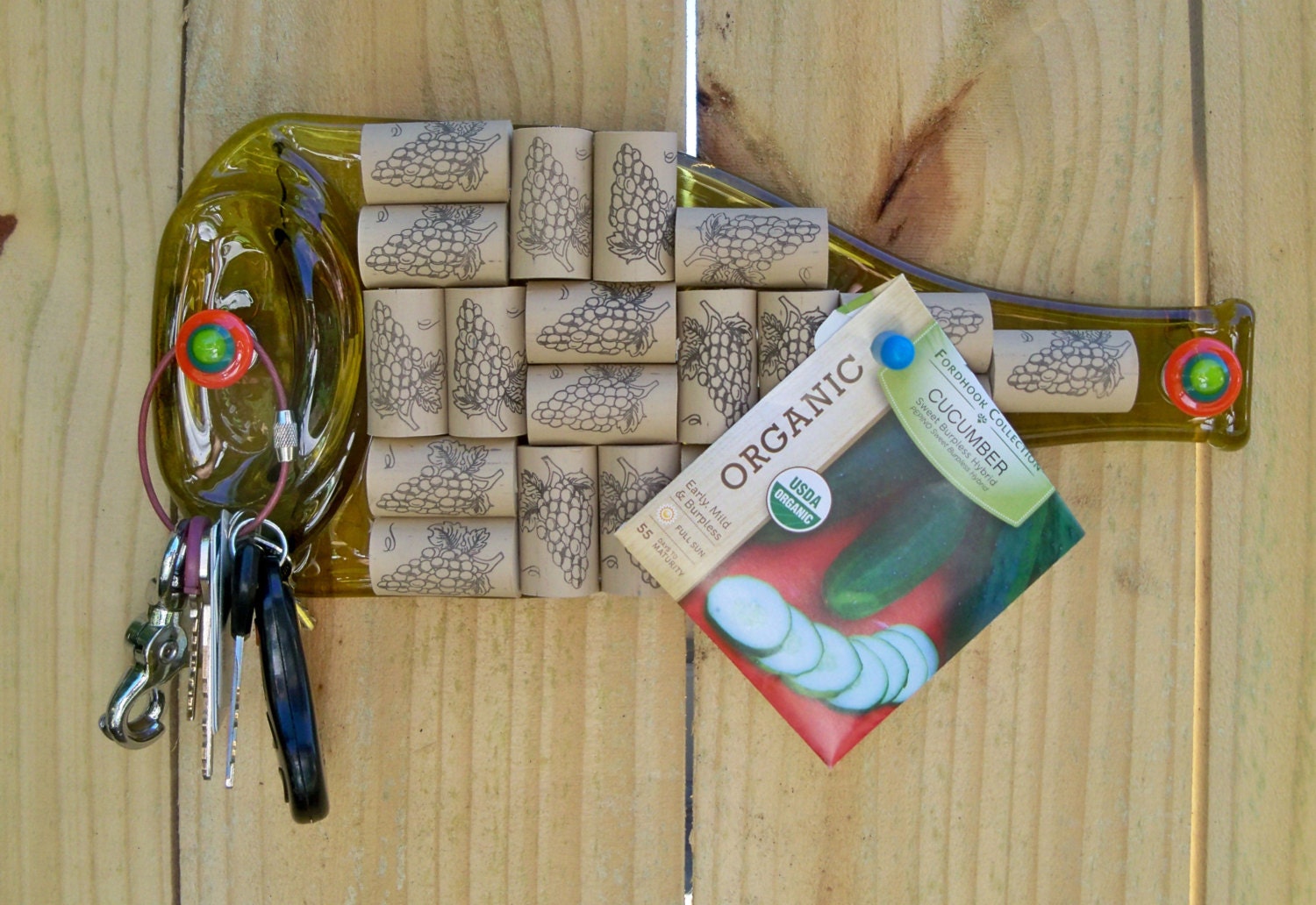 Wine Bottle Cork Board and Key Holder