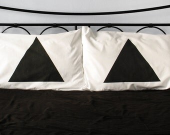 His, Hers Pyramid Pillow case Set - Standard Size 300TC - decorative pillow case set, geometric home decor, modern decor, wedding gift