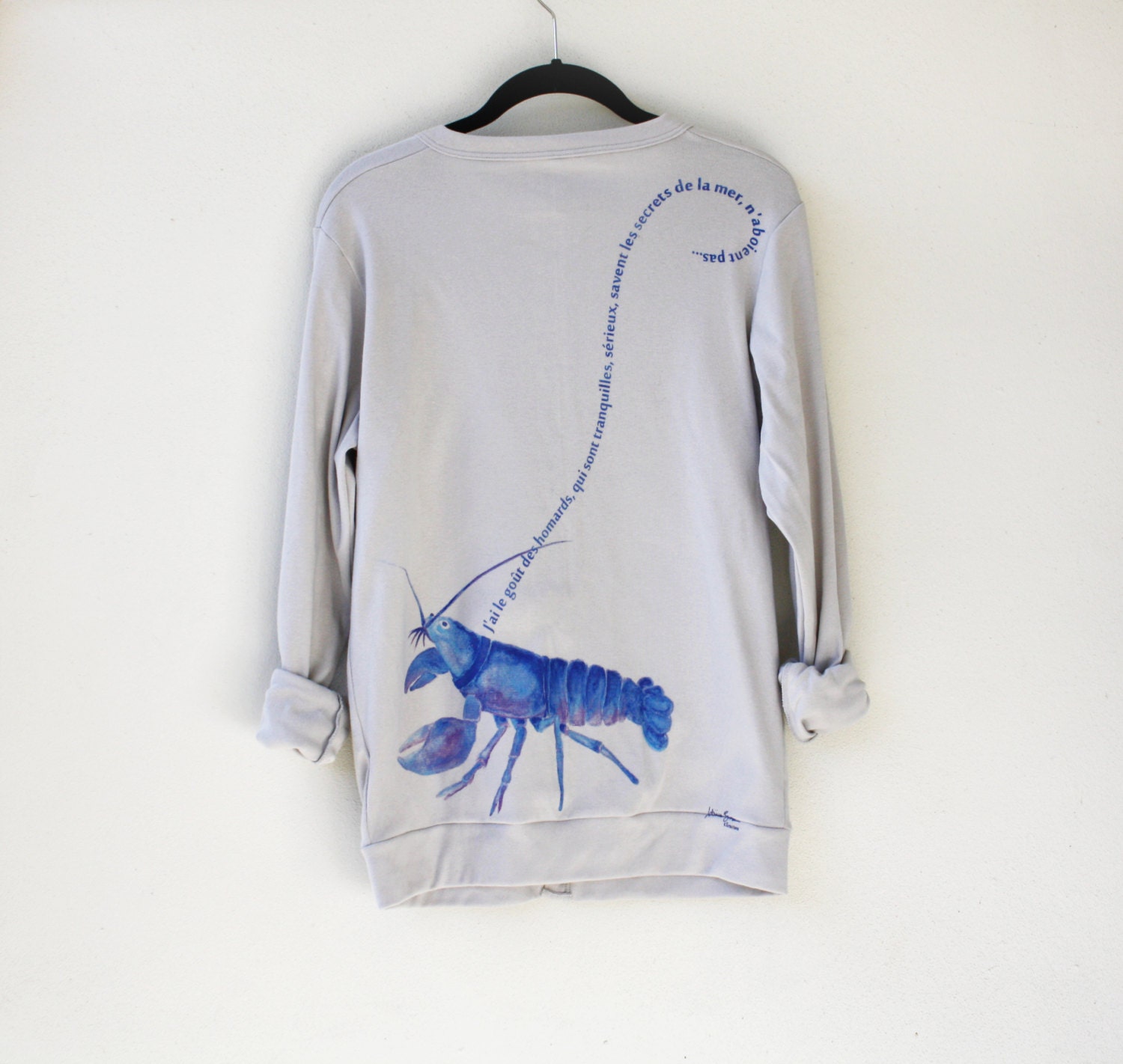 Nerval Pet Lobster Cardigan - S/M/L - Unisex American Apparel grey sweater - womens, mens spring fashion clothing, typography