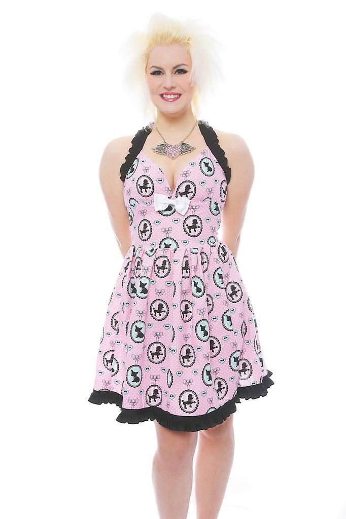 Pink Poodle Cameo Retro Style Dress