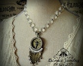 33% OFF  Sale Pixie Faux Pocket Watch Rhinestone Fairy Statement Necklace Bradd gold crystal steampunk clock