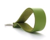 Kiwi Green Summer Leather Keychain, A Handmade Leather Key Ring and Summer Accessory