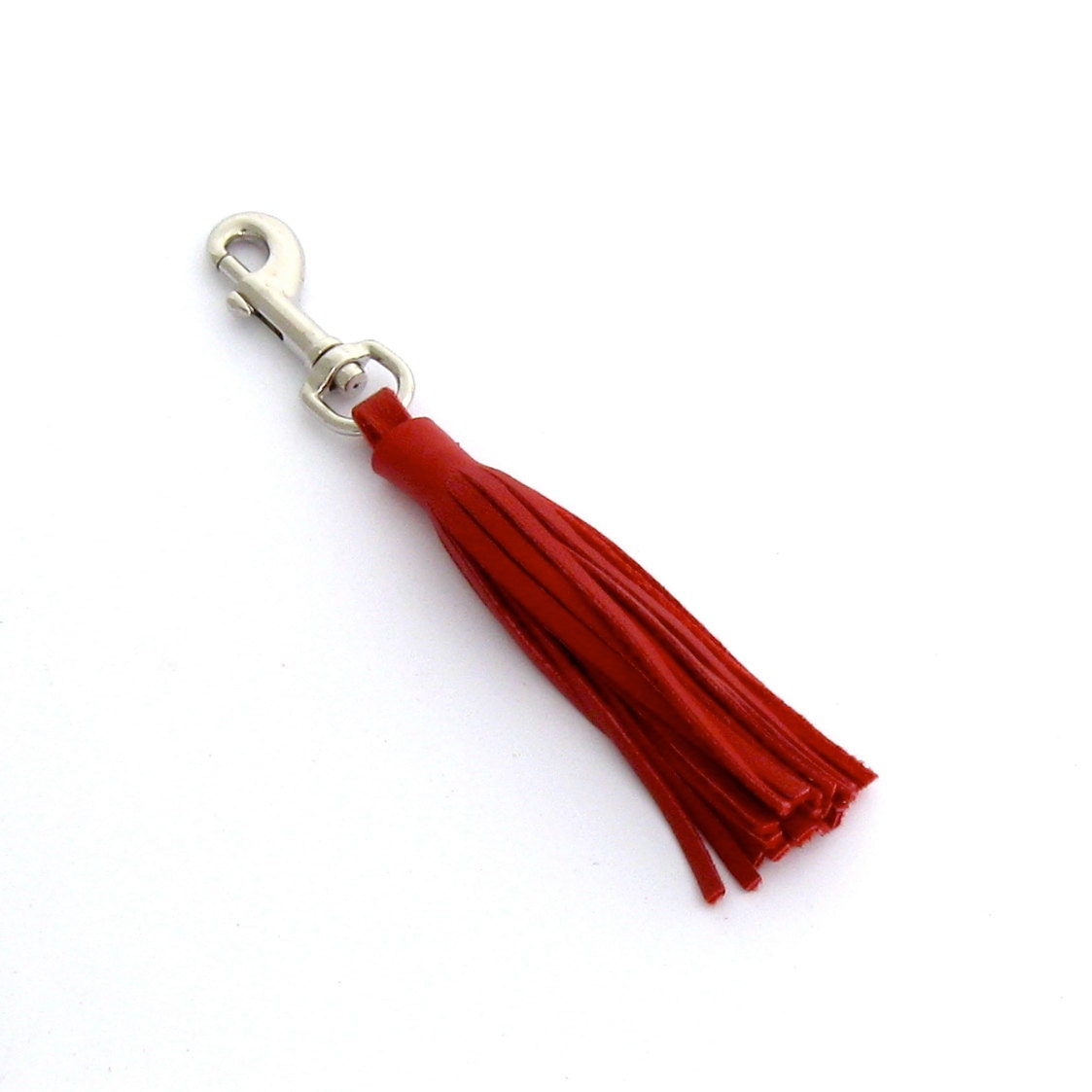 Cherry Red Nautical Luxurious Lambskin Leather Tassel, A Handmade Preppy Handbag Charm or KeyChain