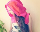 hoodie bolero sleeveless pink patchwork studs pink fleece