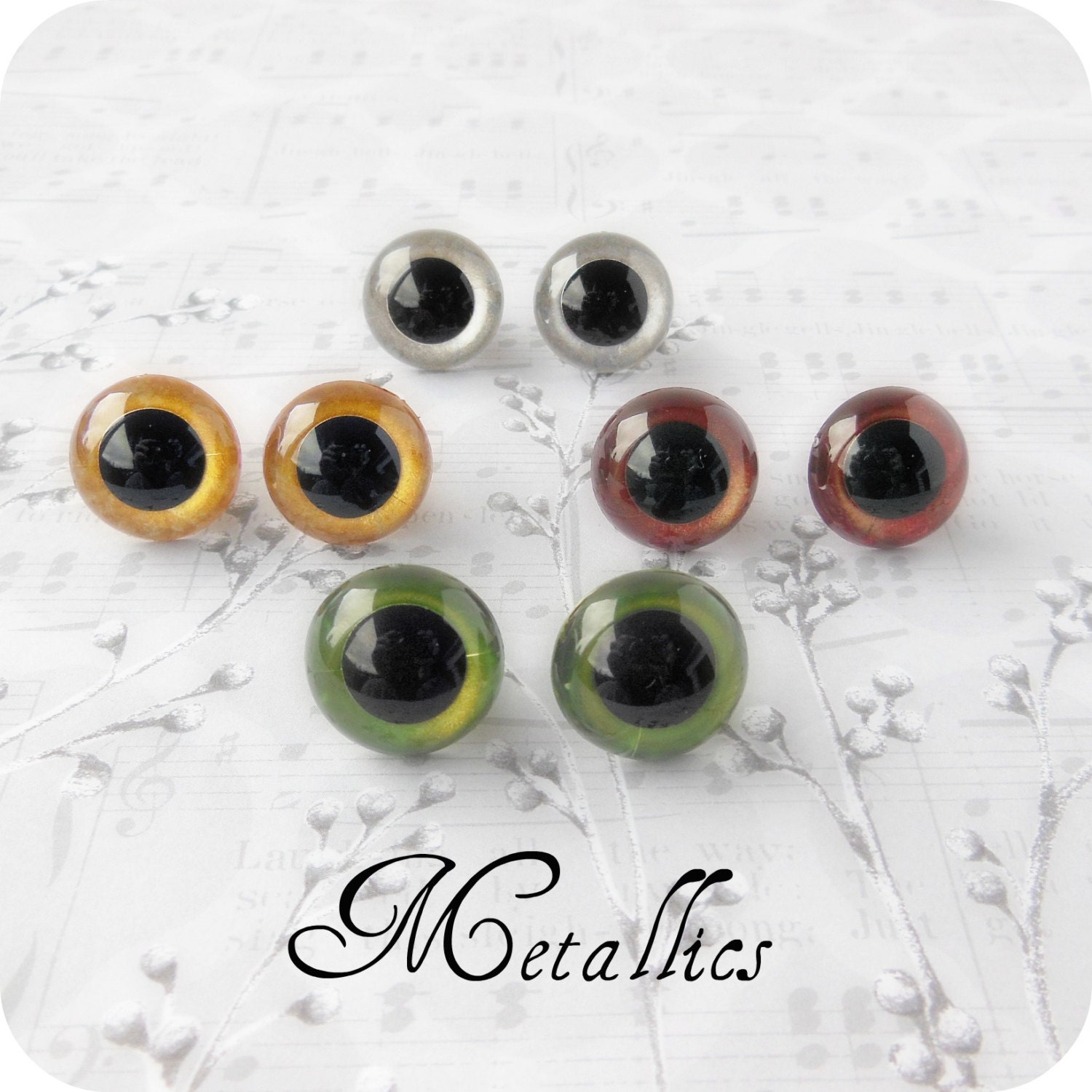 18mm Metallic Hand Painted Animal Eyes - 3 pairs Craft Safety Eyes - Your Choice
