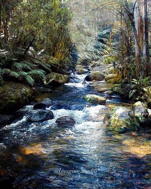 Art, Nature, Woodland, Spring, River, Summer, Photography,  Springtime Photo,  Painted Photographs, Fine Art Print,  Home Decor, Wall Art