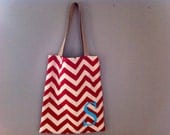 Customized Red Chevron Bag with Initial