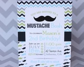 Mustache Bash Boy Birthday Invitation