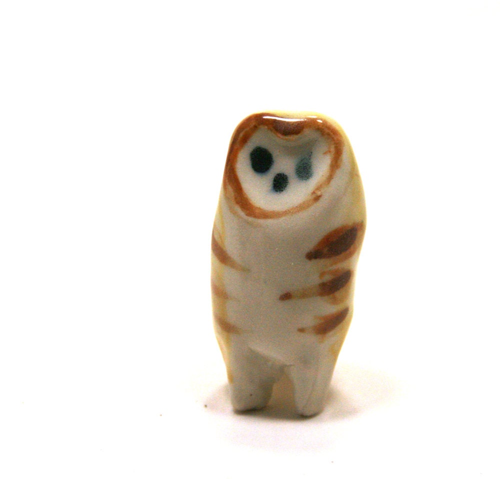owl sculpture - barn owl - handmade ceramic