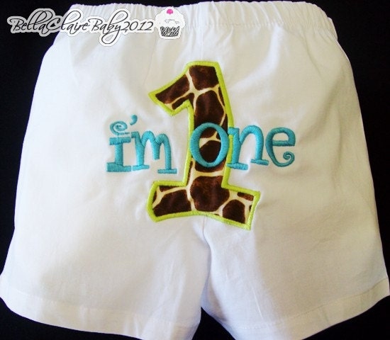 Giraffe Boxer shorts Custom Order- Initial or Number Applique personalized monogrammed diaper cover baby boy