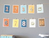 Number Counting Cards - Vintage Old School Style 5x7 Wall Counting Cards