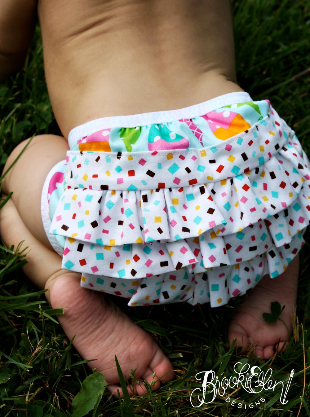 Waterproof diaper cover- Swim Diaper Ruffle Ice Cream N Sprinkles One Size Ready to Ship