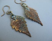 Real Leaf Earrings - Oxidized Sterling Silver - Evergreen
