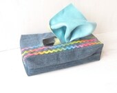 Toddler Tissue Toy - Recycle Rainbow Ric Rac baby toy - Little Girl Boy Scarf Box - Toy Tissue Box