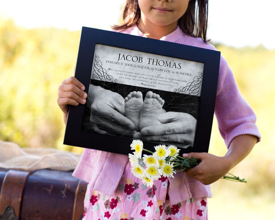 PERSONALIZED Baby Scripture Art CREATED (Psalm 139) 8X10 Fine Art Print